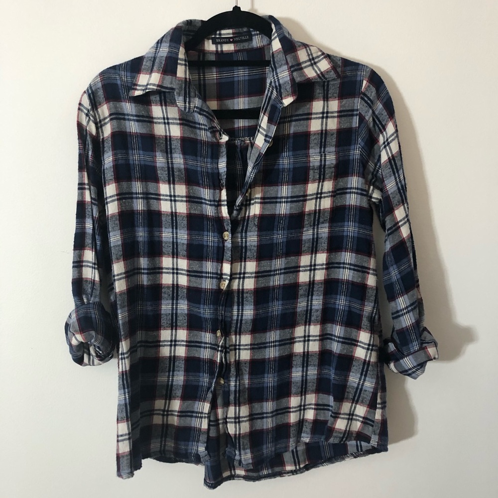 brandy melville blue plaid shirt